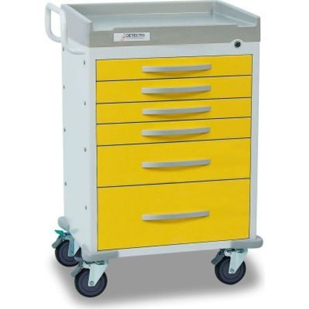DETECTO DetectoÂ Rescue Series Isolation Medical Cart, White Frame W/ 6 Yellow Drawers RC333369YEL